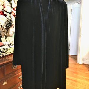 Alex Evenings Vintage Women's Velvet Opera Coat Black Size Large Open Pockets,